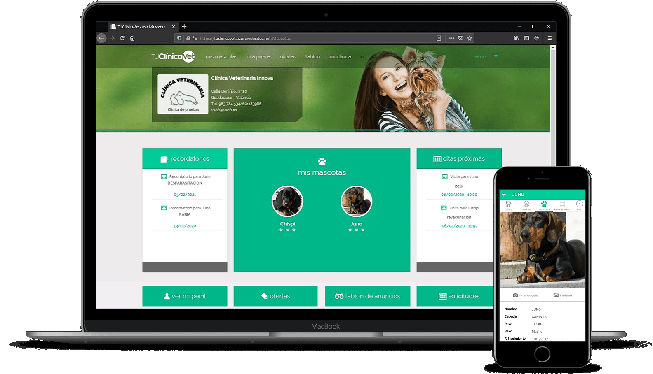 Dispositivos mostrando tuclinicavet